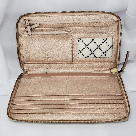 Kate Spade New York Newbury Lane Neda Rose Gold Zip-Around Wallet - Picture 6 of 14